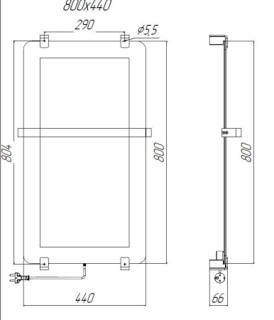 Полотенцесушитель электрический Allen Brau Infinity 80x44 с рейлингом и креплением, черный браш