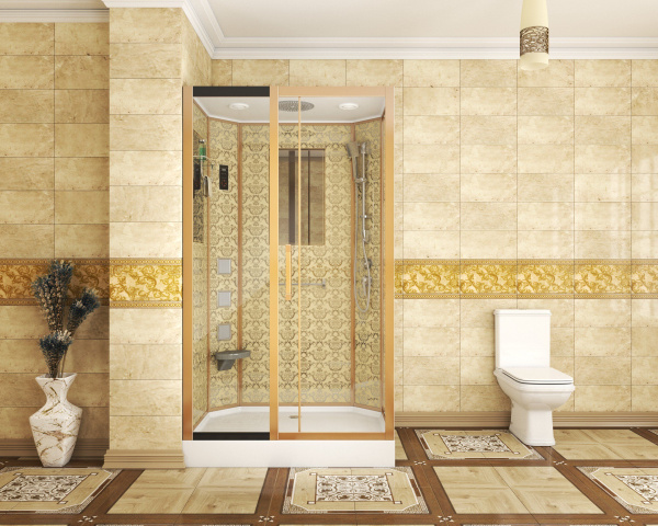 Душевая кабина Niagara Luxe NG-7711GL 90x120х215, низкий поддон, стенки золото