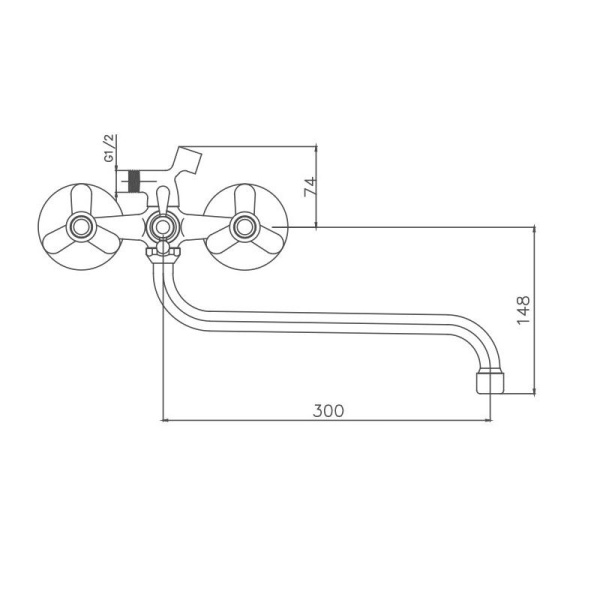 Смеситель для ванны Cron CN2208, хром
