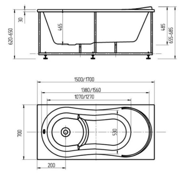 Акриловая ванна Aquatek Афродита 150x70 AFR150-0000016 слив слева, вклеенный каркас