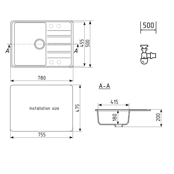 Кухонная мойка Ulgran Quartz Prima 780-02, лен