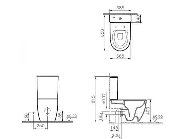 Унитаз-компакт VitrA Sento 9830B003-7203 горизонтальный выпуск