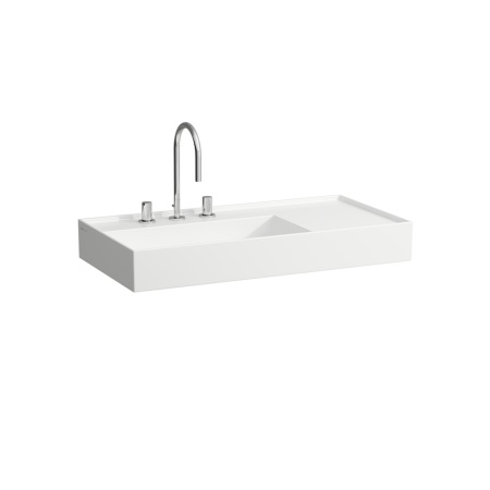 Подвесная раковина Kartell by laufen 90х46х12 см, 1 отв. для смесителя, без перелива, полочка справа, SaphirKeramik 8.1033.8.000.111.1