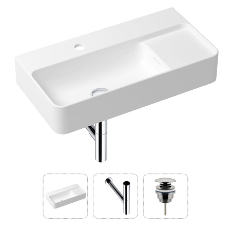 Комплект 3 в 1 Lavinia Boho Bathroom Sink 21520513: накладная фарфоровая раковина 60 см, металлический сифон, донный клапан