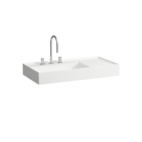 Подвесная раковина Kartell by laufen 90х46х12 см, 1 отв. для смесителя, без перелива, полочка справа, SaphirKeramik 8.1033.8.000.111.1