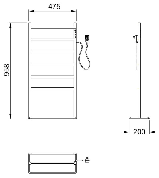 Полотенцесушитель электрический напольный WONZON & WOGHAND, Брашированное золото (WW-A406-BG)