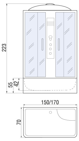Душевая кабина River SENA 170/70/55 TH, 170x70x217