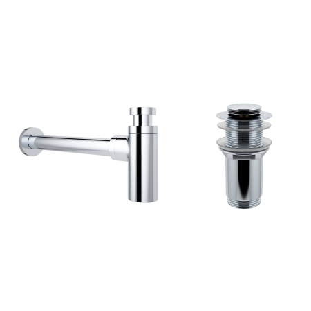 Набор 2 в 1 Wellsee Drainage System 182104002, сифон для раковины, донный клапан, хром