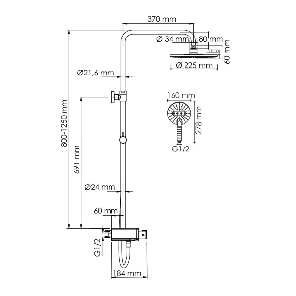 A113.067.059.CH Thermo Душевой комплект WasserKRAFT с термостатическим смесителем