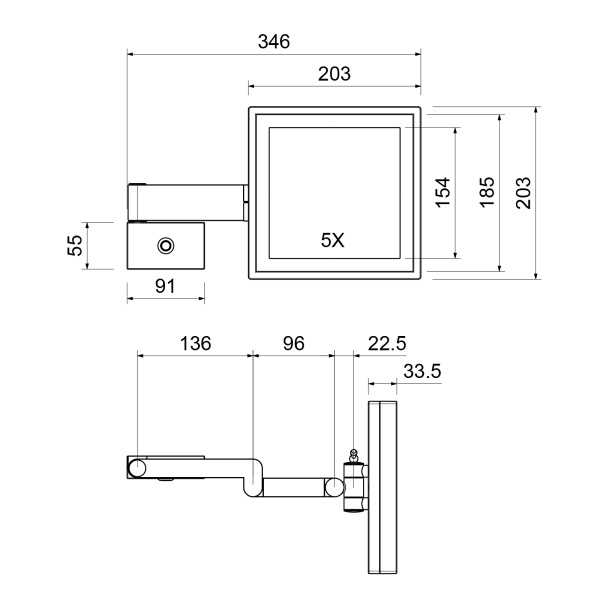 Зеркало косметическое с подсветкой TIMO Selene 14076/03, черный