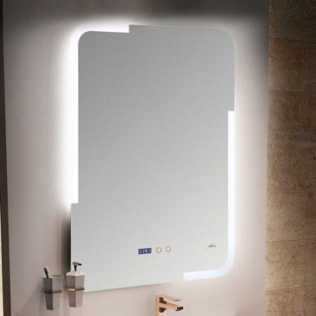 Зеркало с LED-подсветкой MELANA-6080 подогрев / часы (MLN-LED063)