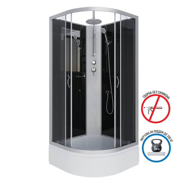 Душевая кабина Niagara Classic NG-3502-14BKT 100х100х210-240, средний поддон 26 см, стекло тонированное