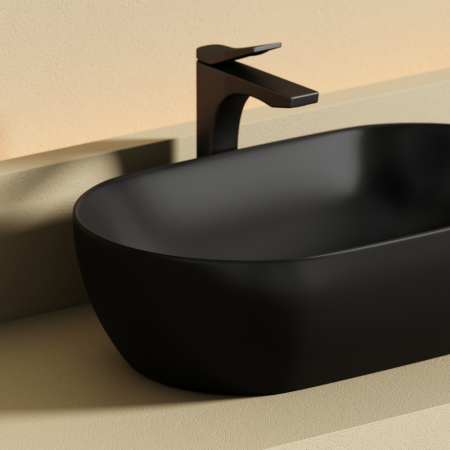 Раковина Ceramicanova Твист (Twist) накладная овальной формы 500x300x140 черный матовый CN12001MB