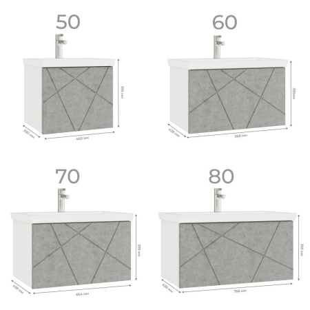 Тумба под раковину подвесная VIGO Geometry 033 бетон, 60 см