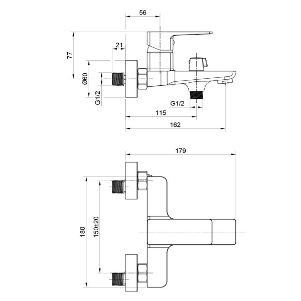 Смеситель для ванны WesnaArt NARCIS NAR06-310BL-25201, черный
