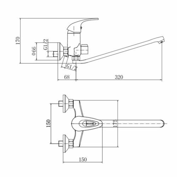 Смеситель для ванны FASHUN A2203, хром
