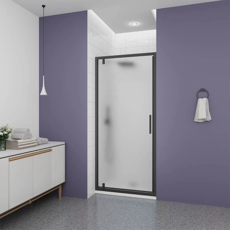 Душевая дверь Veconi Ottimo P30 B, 900x1900, черный матовый, стекло матовое
