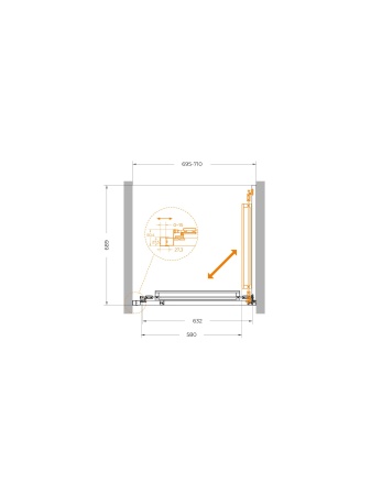 Душевая дверь CEZARES LUX-B-FS-1-70-C-CR