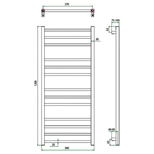 Полотенцесушитель ГРОТА ESTRO 30/120
