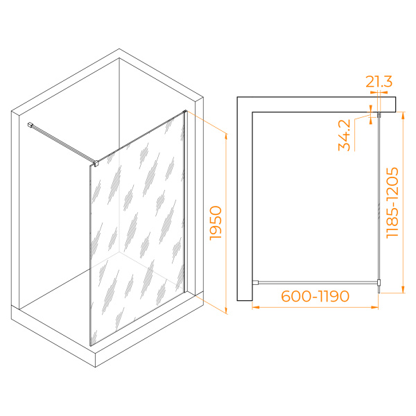 Душевая перегородка RGW WA-001 1200