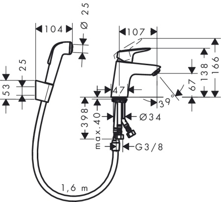 Hansgrohe Logis Смеситель для раковины с гигиеническим душем хром 71290000