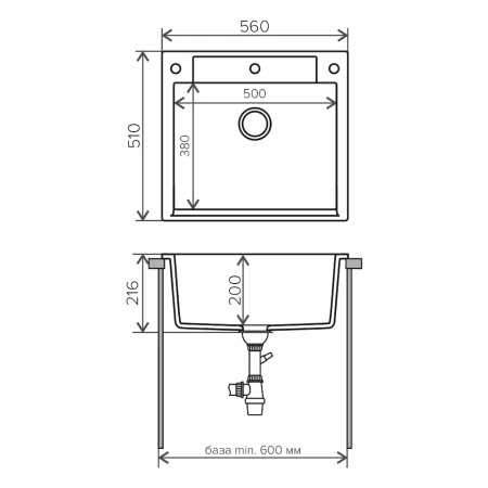 Кухонная мойка Polygran ARGO-560 №36 Белый Хлопок