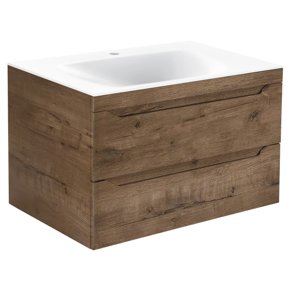 Тумба под раковину Vincea Fine 800 подвесная, 2 выкатных ящика soft close, V.Oak