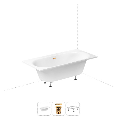 Акриловая ванна в наборе 3 в 1: встраиваемая ванна, слив-перелив, ножки Wellsee Dream For More 20216816R