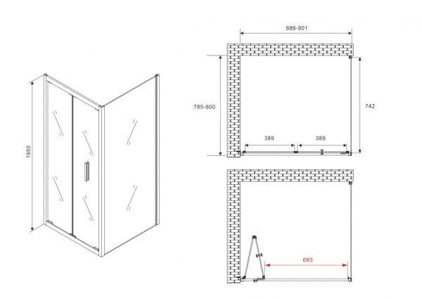 Душевой уголок ABBER Sonnenstrand AG07090B-S80B