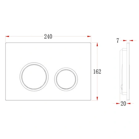 Кнопка смыва Veconi FLUSH V11, FLV11-C, 240х162х7, пластик, хром глянец
кайма - хром глянец