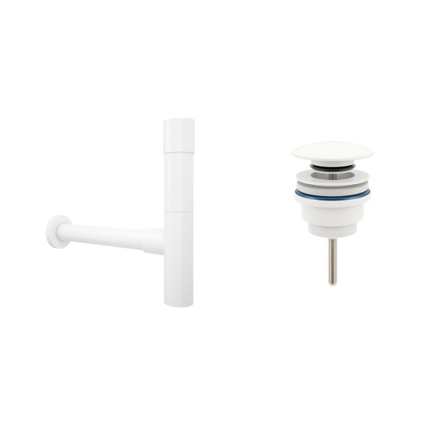 Комплект 3 в 1 Lavinia Boho Bathroom Sink 21520575: врезная фарфоровая раковина 60 см, металлический сифон, донный клапан