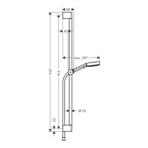 Hansgrohe Pulsify Select S Душевой набор 105 3jet Relaxation EcoSmart cо штангой 90 см черный матовый 24171670