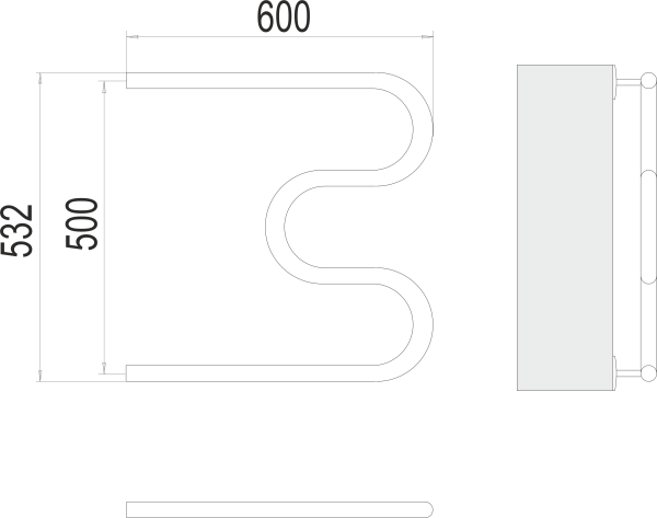 Полотенцесушитель водяной TERMINUS М-образный  (1")500х600 без американок в комплекте