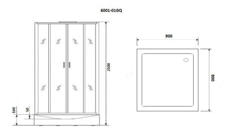 Душевая кабина Niagara Premium NG-6001-01GQ 90х90х210, низкий поддон 16 см, стекло прозрачное