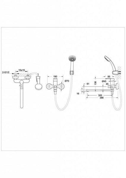 Смеситель для ванны Bravat Stream-D F637163C-LB, хром