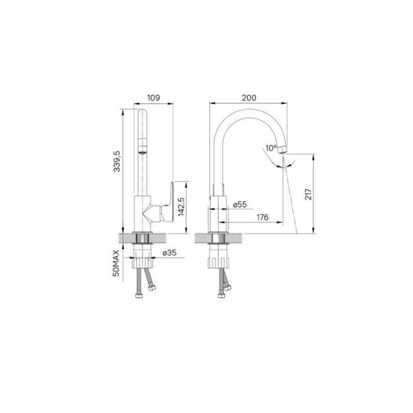 Смеситель для кухни IDDIS Cuba с каналом для фильтрованной воды белый, матовый CUBWTFJi05