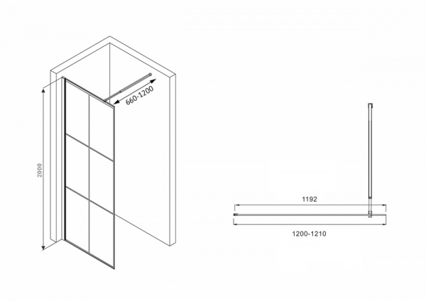 Душевая перегородка ABBER Immer Offen AG62120B8