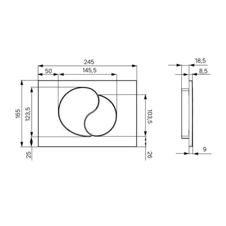 Клавиша смыва Iddis Unifix, черная UNI02MBi77