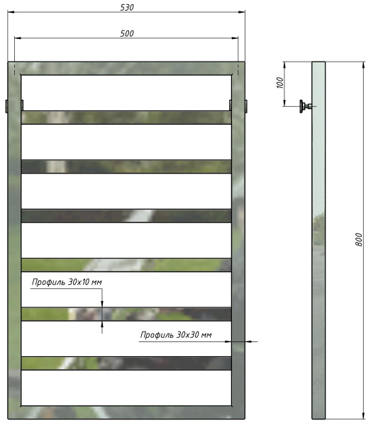 Полотенцесушитель водяной Stinox Bergamo 500x800, нижнее подключение, хром, 1/2" ВР (внутренняя резьба), 6 перекладин