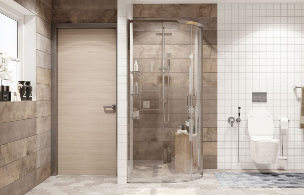 Душевой уголок Ambassador Queen 11011102-PR1, полукруглый, линейный трап, 100х100