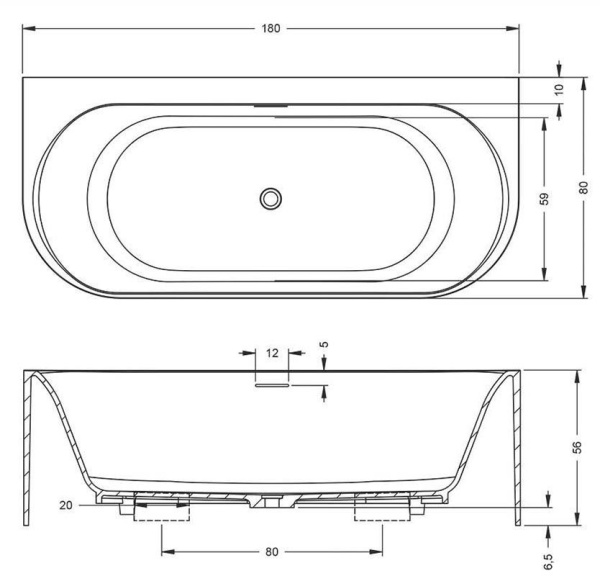 Ванна из искусственного мрамора Riho Essence Back-2-Wall 170х72 BS7200500000000