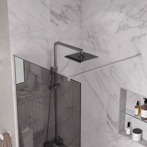 Душевая перегородка ограждение Reflexion RX200100TCR-19 Walk in 200x100см тонированное закаленное стекло 8мм хромированный профиль