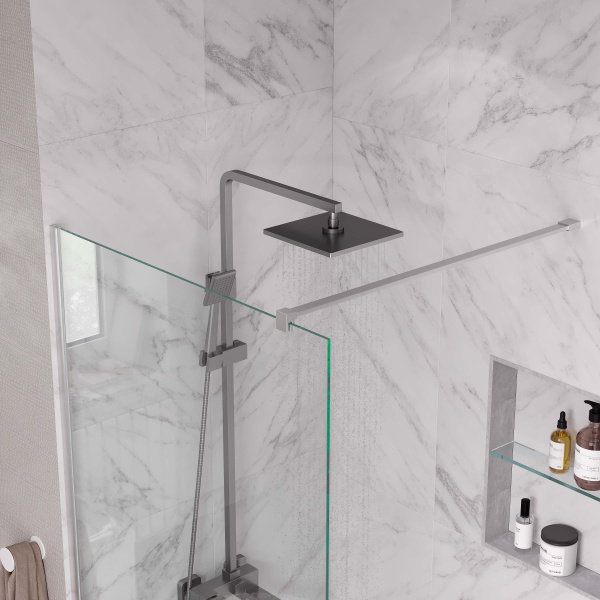 Душевая перегородка ограждение Reflexion RX200100CCR-17 Walk in 200x100см прозрачное закаленное стекло 8мм хромированный профиль