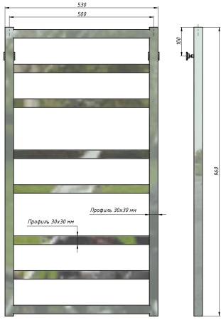 Полотенцесушитель водяной Stinox Ancona 500x1000, нижнее подключение, хром, 1/2" ВР (внутренняя резьба), 8 перекладин