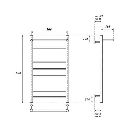Полотенцесушитель водяной Point PN10158P П6 500x800 с полкой, хром