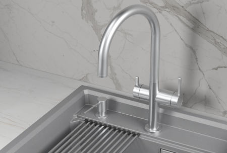 Смеситель для кухни Granula Kitchen Space 8274 нержавеющая сталь, подключение к фильтру
