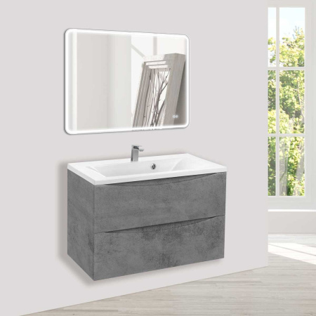 Тумба под раковину Vincea Mia 750 подвесная, 2 выкатных ящика soft close, Beton
