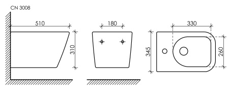 Подвесное биде Ceramicanova Metric, белый, CN3008