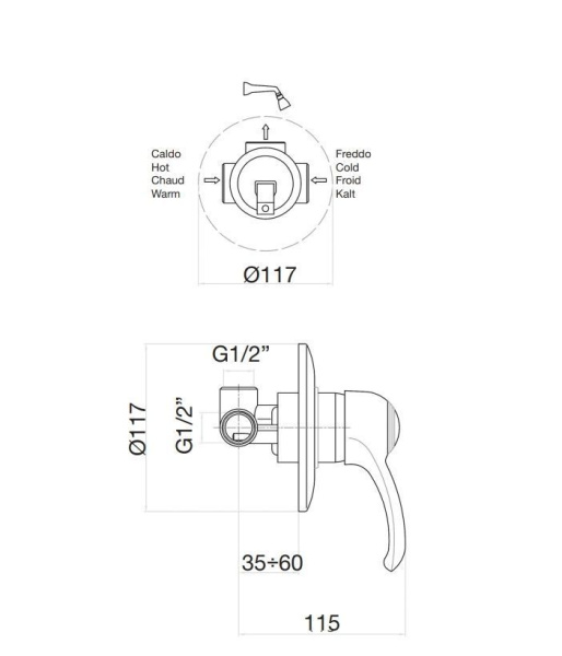 Смеситель для душа Fiore Jafar 47CO5130, хром-золото