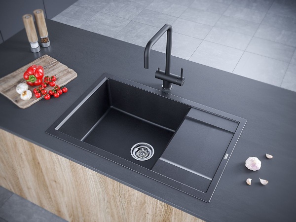Мойка FLUGEN 60, IT-GRANIT, PM317850-BL, черный гранит, 780х500 мм, Paulmark